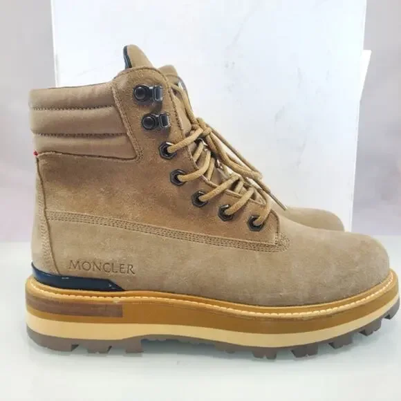NWT$875 Moncler Men's Peka Leather Lace-Up Hiking Boots Sz 39 EU (US 6)